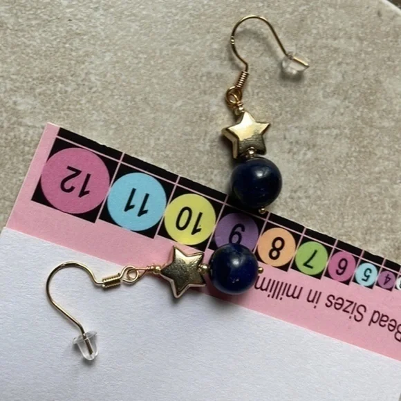 🌹 free w/purchase sterling silver lapis lazuli 9 mm gem stone 18k gold vermeil - Picture 11 of 15